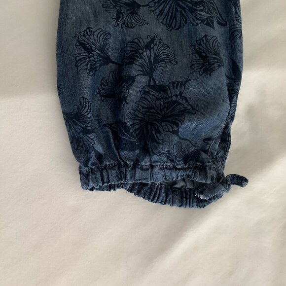 Liz Claiborne Blouse Women’s Medium Blue Long Sleeve Pullover Floral Top - Picture 6 of 8